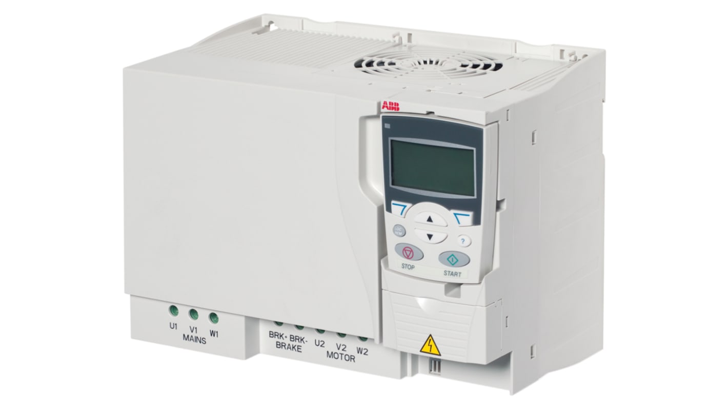 Inverter trifase ABB ACS355-03E-31A0-4, potenza 15 kW, montaggio a pannello, dimensioni 195 x 244 x 260 mm.