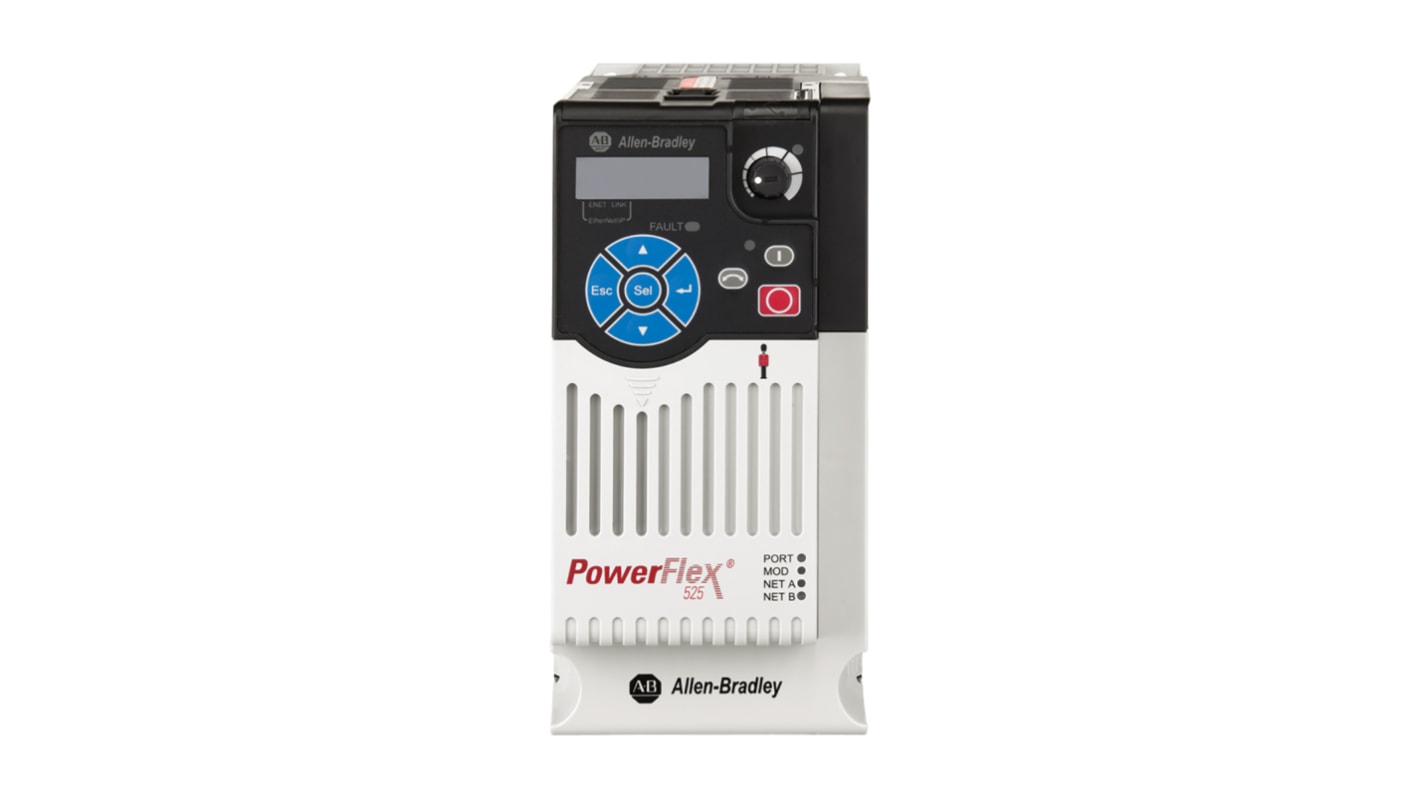 Inverter monofase Allen Bradley 25B-A011N114, potenza 2,2 kW, montaggio su guida DIN, dimensioni 180x87x172 mm.
