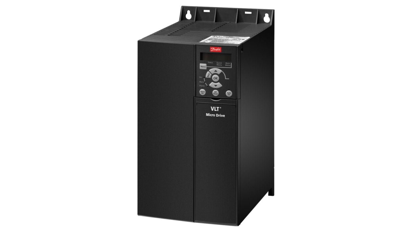 Inverter Danfoss 132F0060 VLT FC51, 18,5 kW, trifase 400 V, montaggio a pannello, dimensioni 335x165x248 mm.
