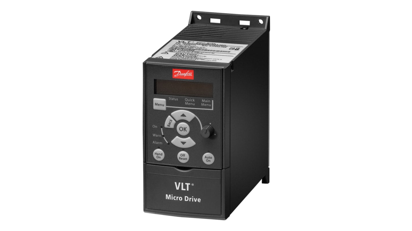Inverter Danfoss 132F0010 VLT FC51, 0,75 kW, trifase, montaggio a pannello, dimensioni 150x148x70 mm, IP20, Modbus.