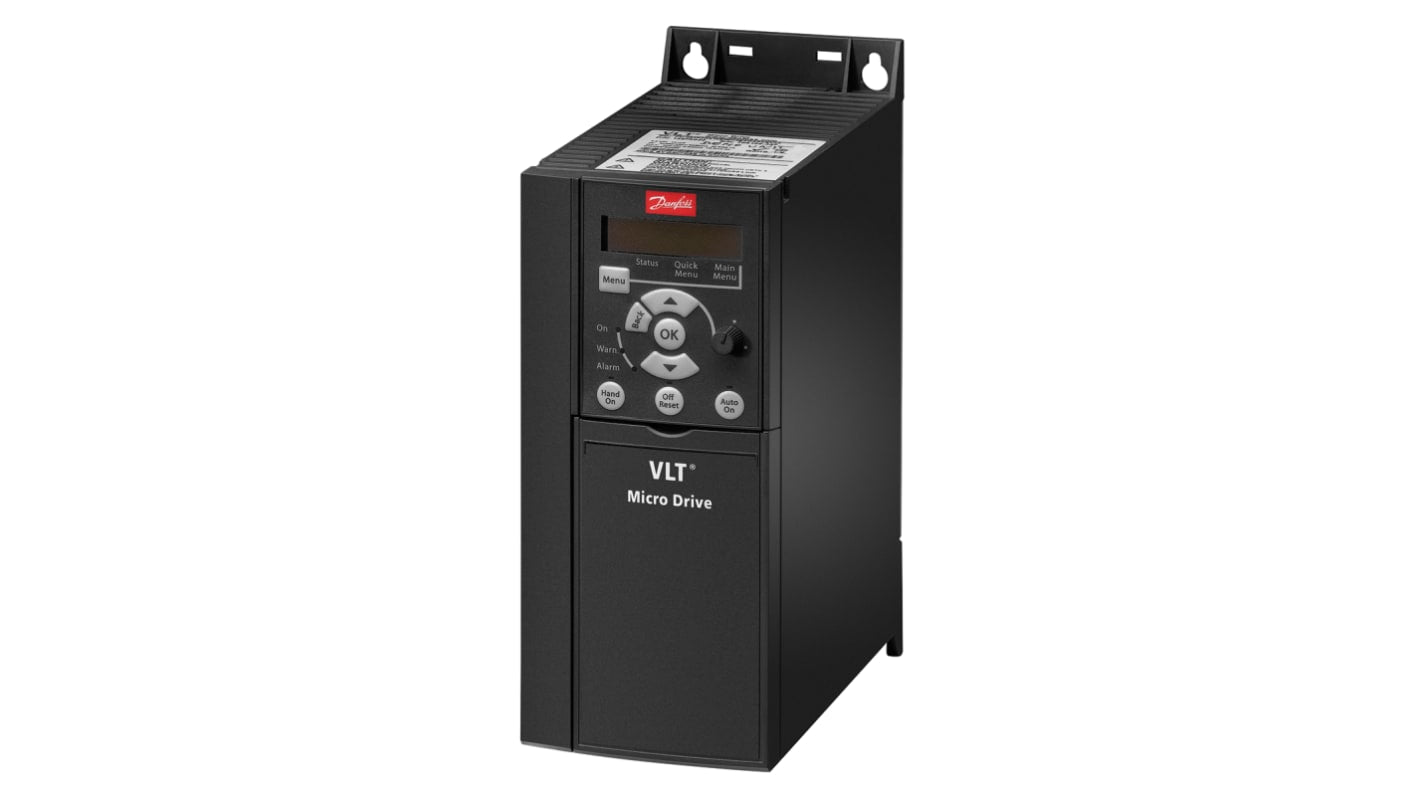 Inverter Danfoss 132F0014 VLT FC51, 2,2 kW, trifase, montaggio a pannello, dimensioni 90x194x239 mm, grado di protezione IP20.