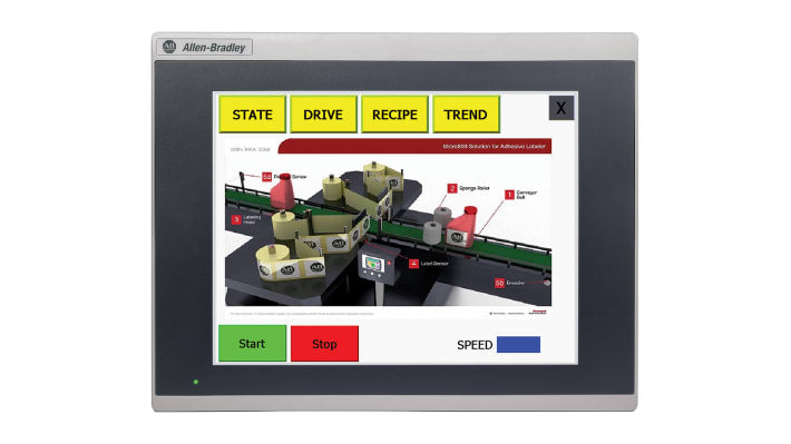 Allen Bradley 2711R-T10T, display HMI touch screen PanelView 800, 10 pollici, risoluzione 800 x 600 pixel, IP65.