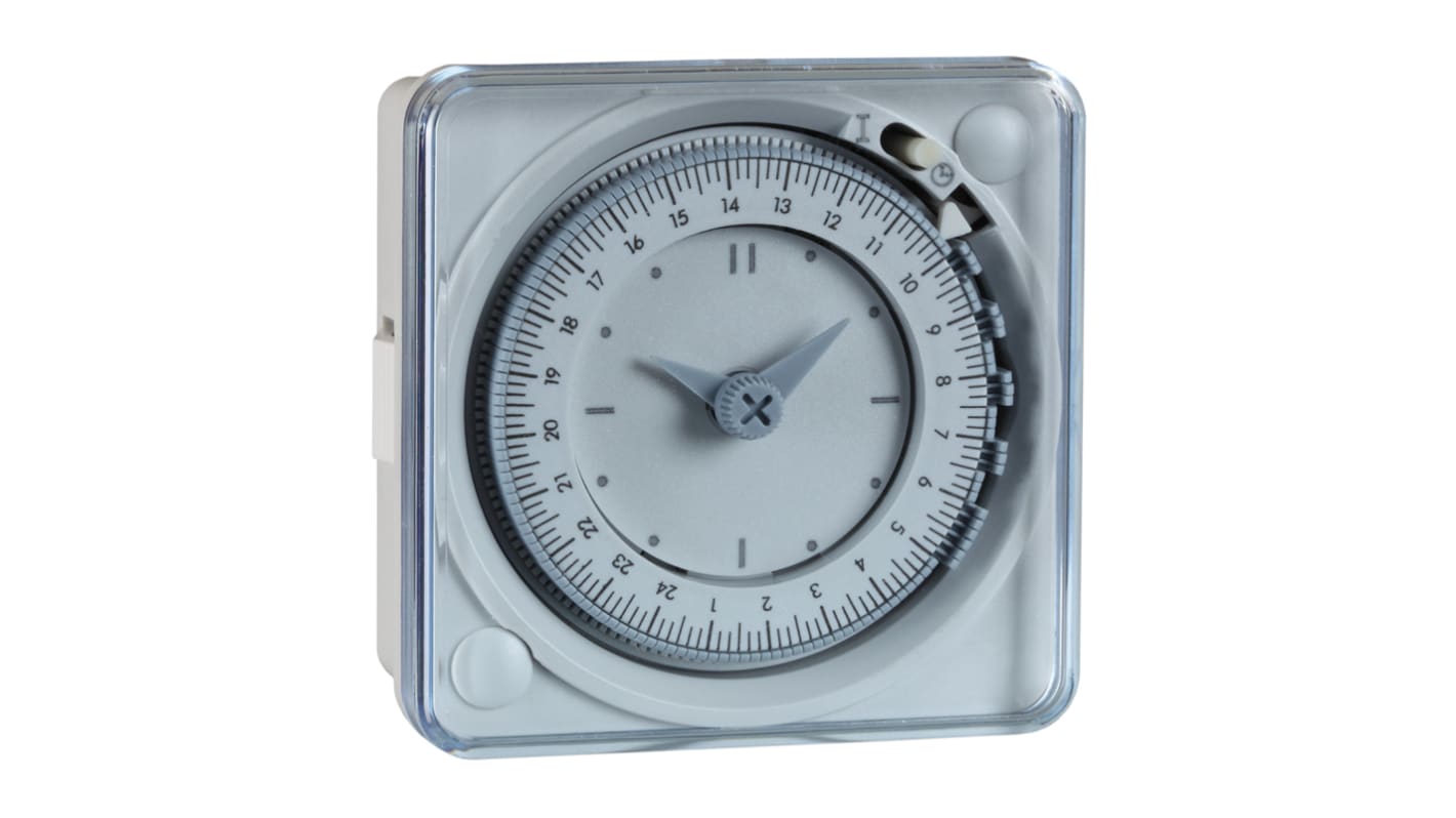 Legrand 0 499 83, temporizzatore SPDT 1 canale, 230 V, montaggio su guida DIN, dimensioni 72x72 mm, programmazione 24 ore.