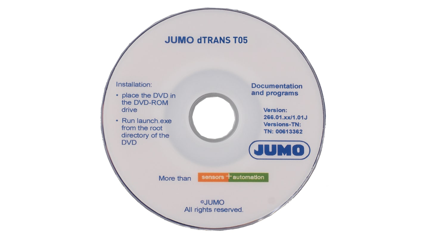 Software Jumo 574959 per configurazione trasmettitore a 2 fili dTRANS T05, ottimizza gestione e prestazioni industriali.