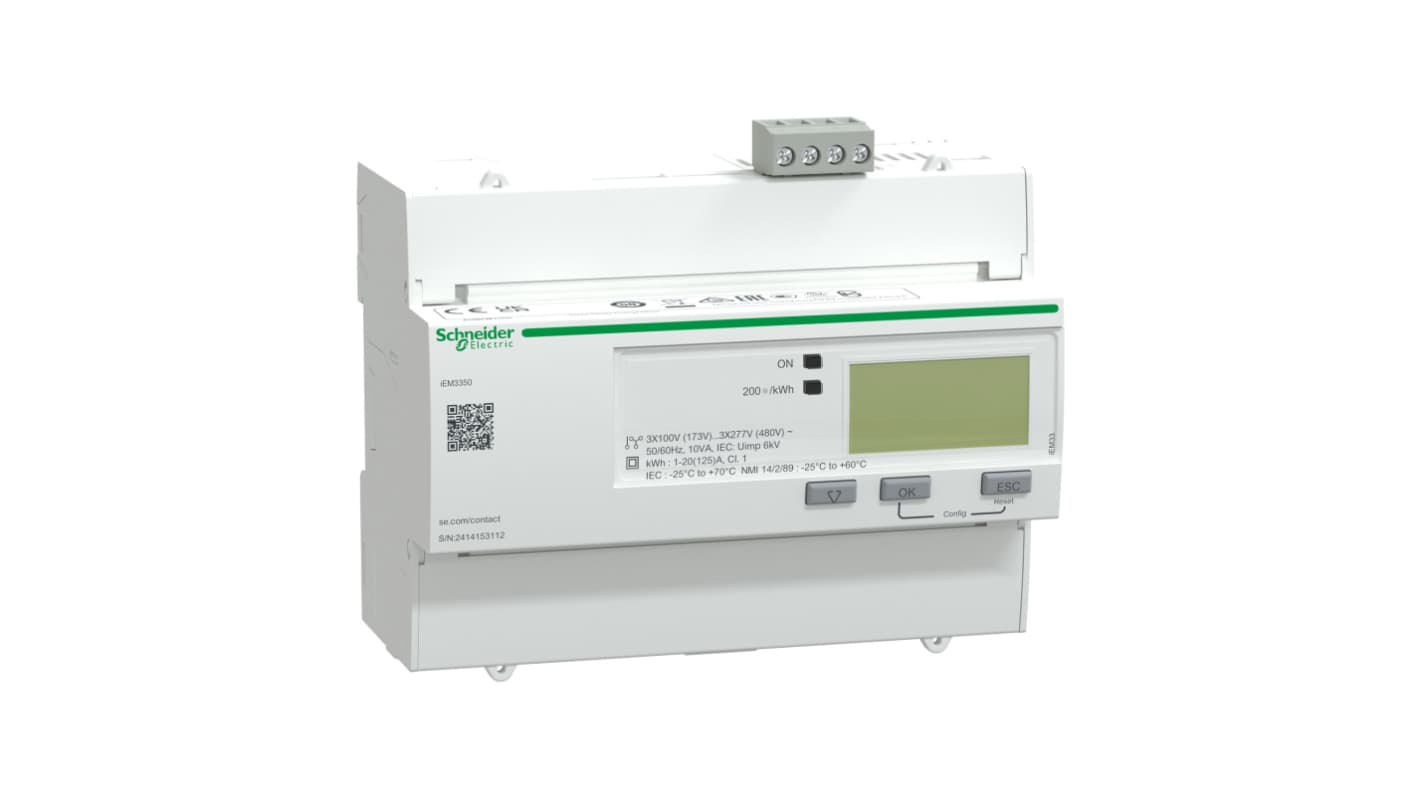 Contatore di energia Schneider Electric A9MEM3350, 3 fasi, montaggio su guida DIN, display LCD, precisione classe 1.0.