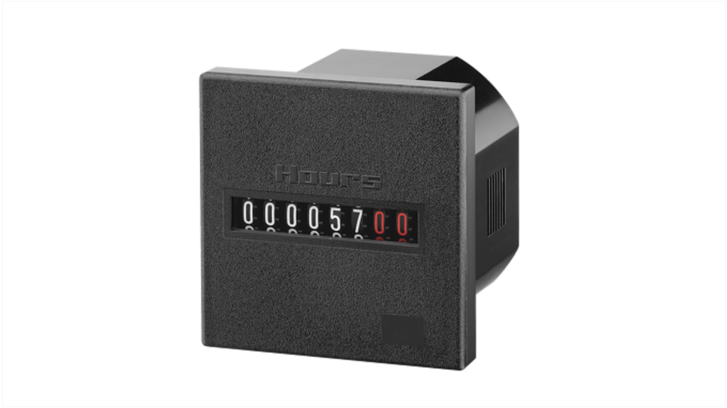 Contatore elettromeccanico digitale Kübler 3.220.401.084, 7 cifre, montaggio a pannello DIN, 100-130 V, 0-99999.99 ore.