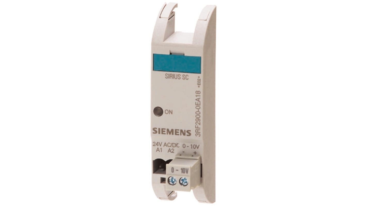 Contattore SIRIUS Siemens 3RF2900-0EA18, compatto per montaggio su binario DIN, 50A, 24-460V, con indicatore LED.