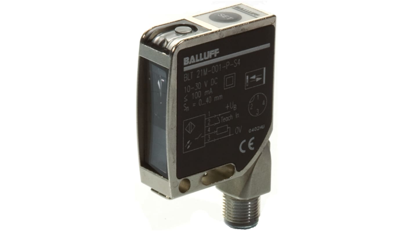 BALLUFF BLT 21M-001-P-S4, sensore di intensità luce UV, rilevamento 40 mm, montaggio a pannello, grado di protezione IP67.