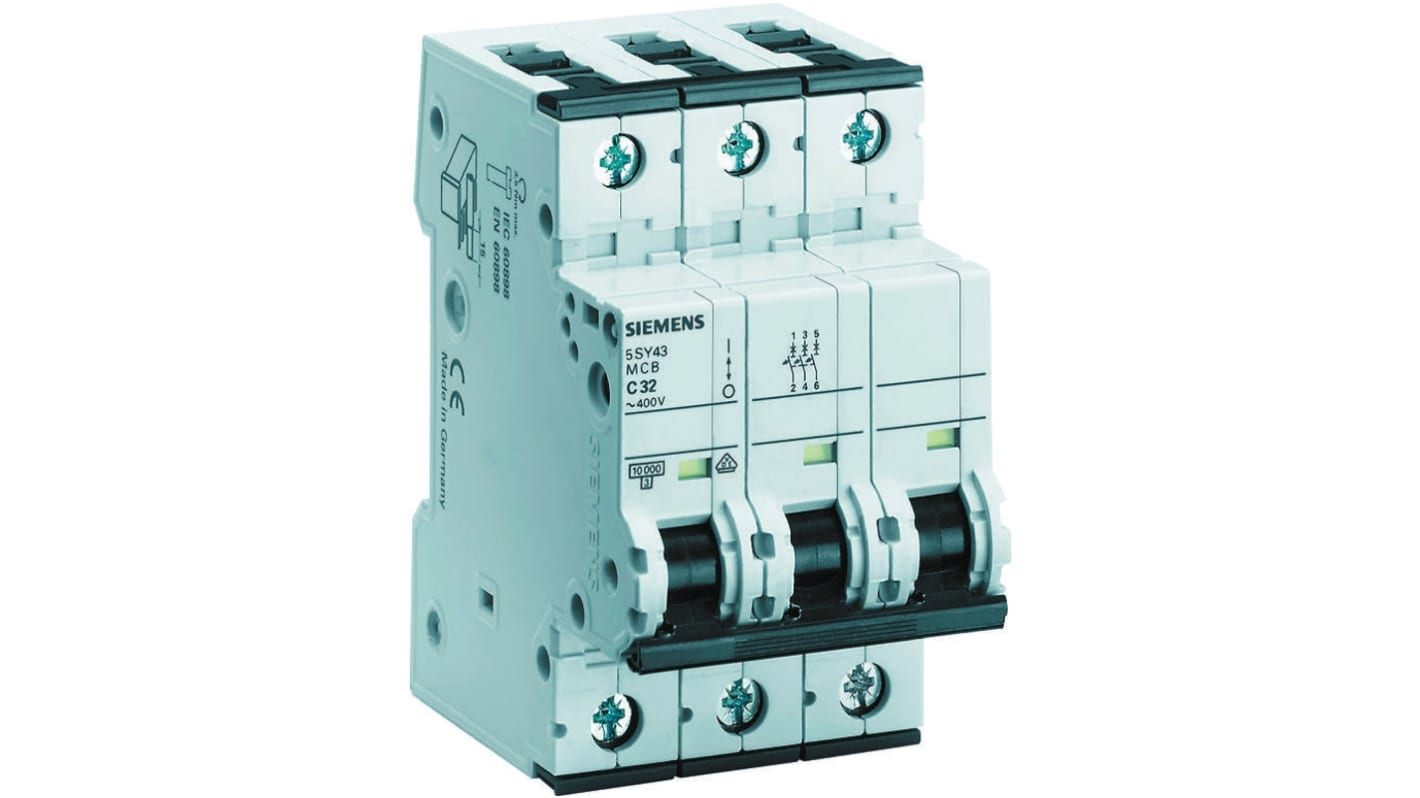 Interruttore magnetotermico Siemens 5SY4302-7, Serie 5SY4, 10 kA, Tipo C, per applicazioni industriali. Affidabilità e sicurezza con curve B, C e D.