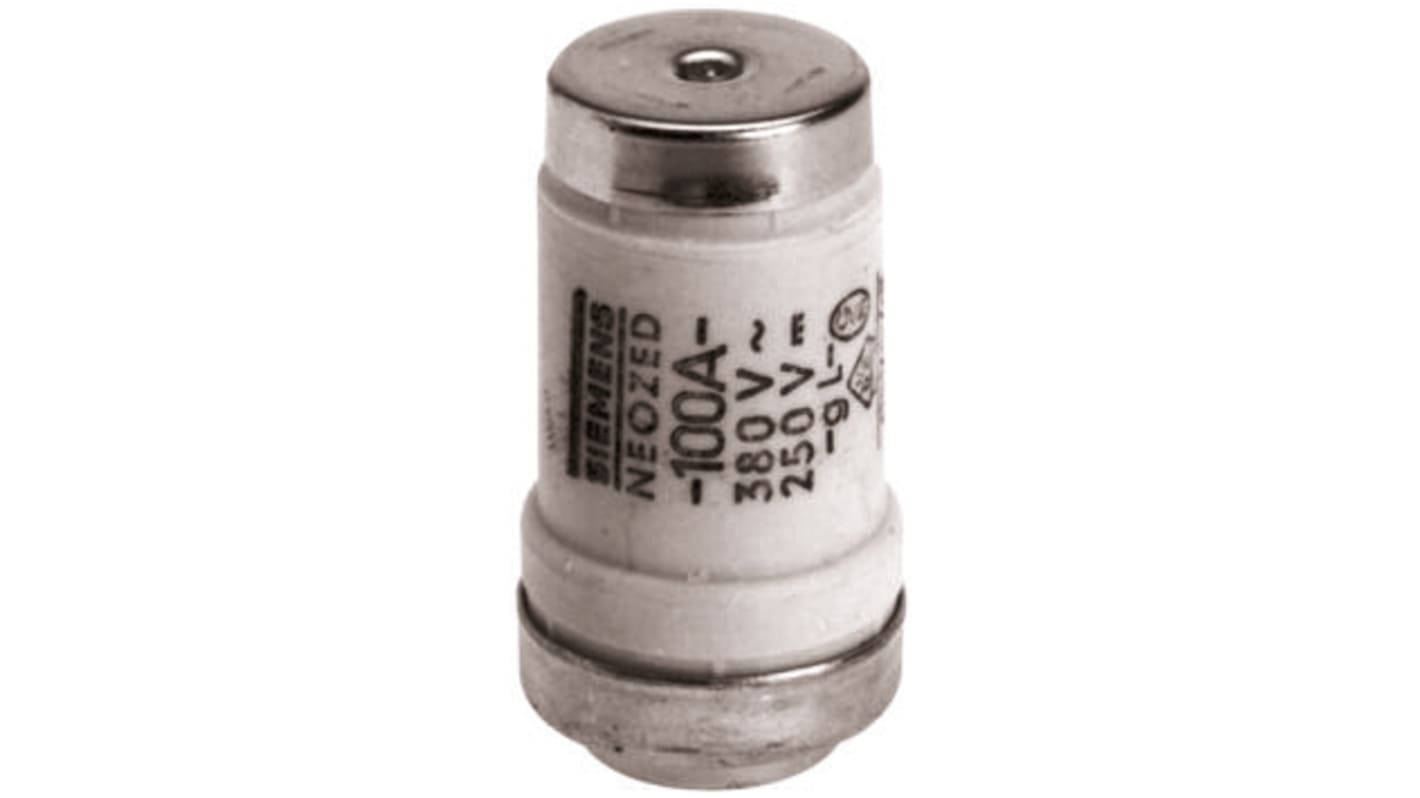 Fusibile Neozed Siemens 5SE2280, 80A, corpo ceramico, indicatore blu, classe gG, tensione 400V, conforme a DIN VDE.