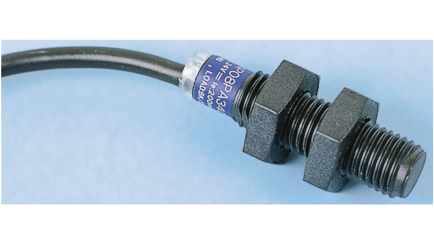 Sensore di prossimità cilindrico Telemecanique Sensors XS4P18KP340, M18, tecnologia PNP/NPN, rilevamento 8 mm, IP68.