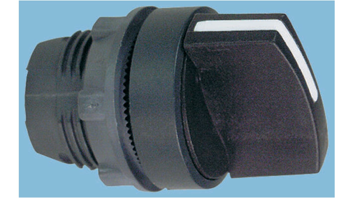 Selettore Harmony XB5 3 posizioni Schneider Electric, diametro 22mm, impugnatura nera, grado di protezione IP65.
