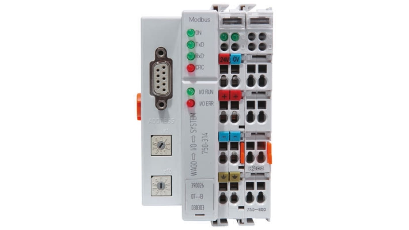 Modulo interfaccia Fieldbus Wago 750344, compatibile con Modbus ed Ethernet, per sistemi I/O modulari.