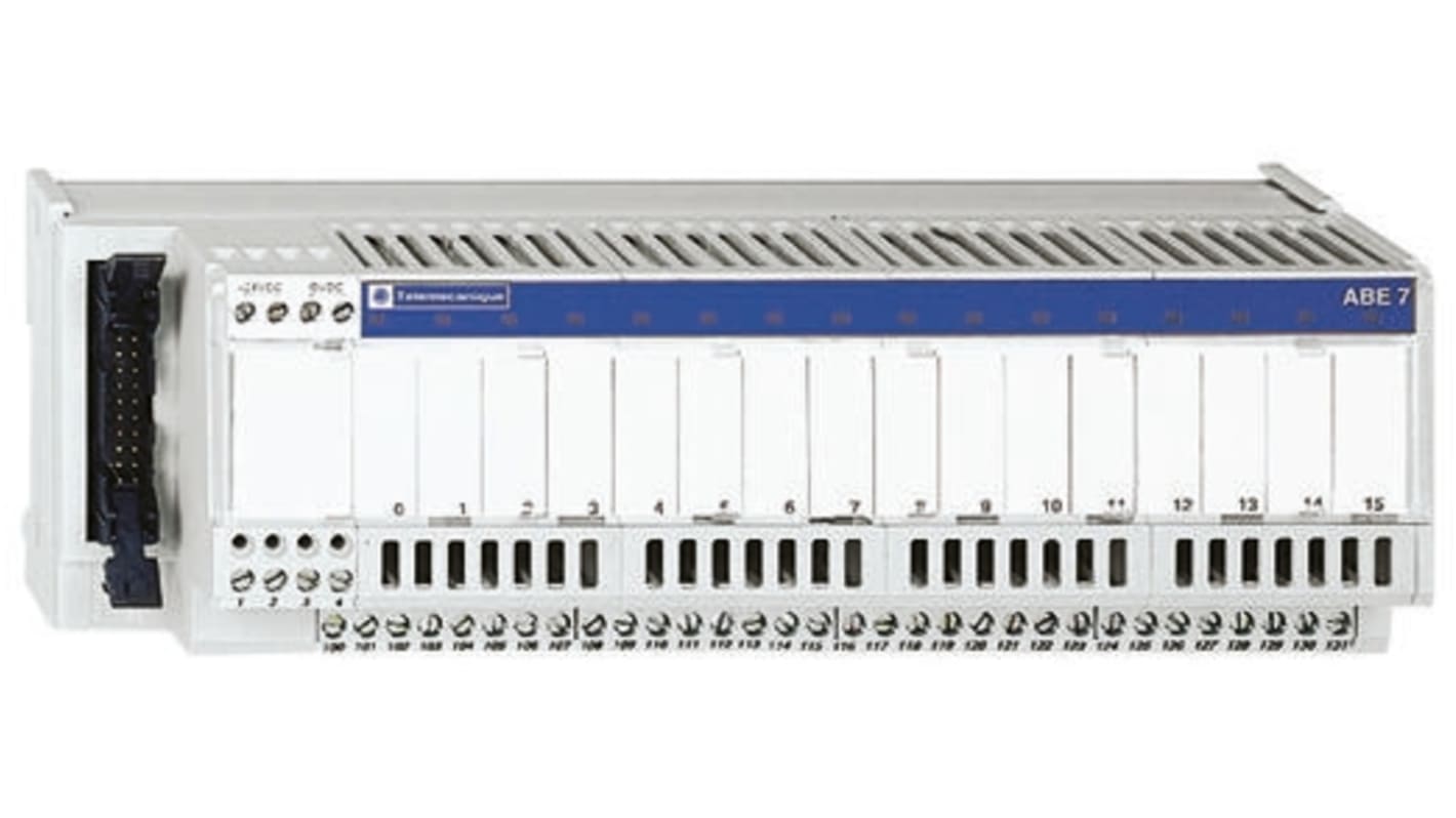 Base Schneider Electric ABE7R16T230 per Quantum PLC - Sistema Telefast 2 con interfacce relè precablate. Facilita il cablaggio e riduce gli errori.