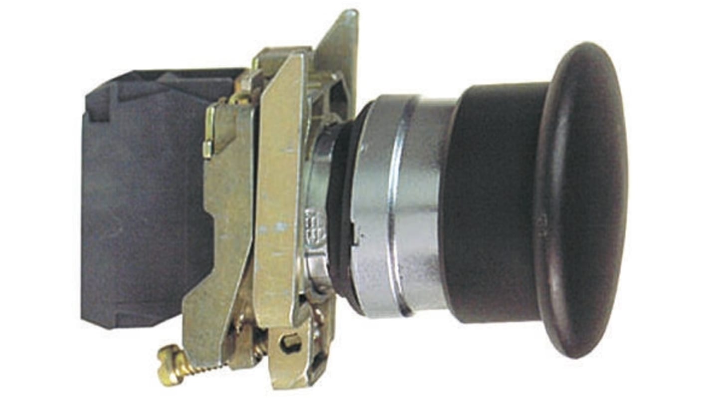 Pulsante a fungo Schneider Electric XB4BC21EX, SPST, montaggio a pannello, IP66, diametro 22 mm, contatto lento, finitura metallica.