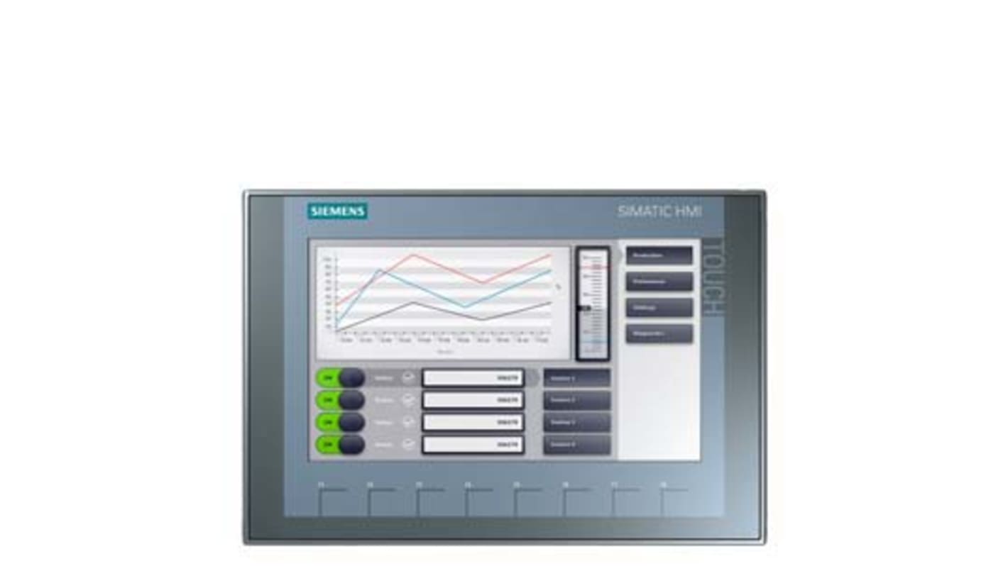 Pannello HMI Siemens 6AV2123-2MA03-0AX0, 12 pollici, risoluzione 1280 x 800, interfaccia PROFIBUS, grado di protezione IP65.