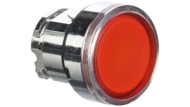 Attuatore pulsante mantenuto Schneider Electric, testa rossa, diametro 28.5 mm, IP66/IP67/IP69K, per ambienti industriali.