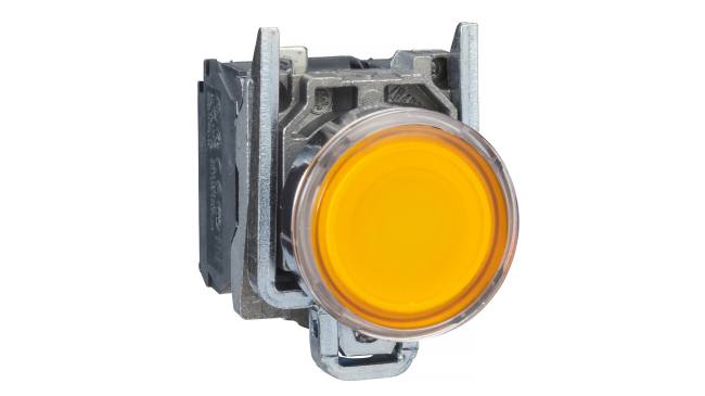 Pulsante luminoso Schneider Electric XB4BW35M5, montaggio a pannello, diametro 22 mm, colore arancione, SPDT, IP 67.