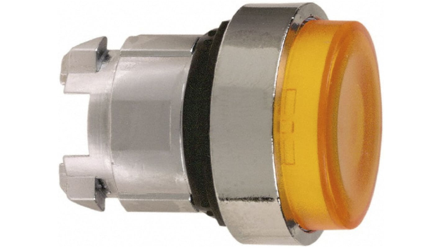 Attuatore pulsante Schneider Electric ZB4BA58, rotondo, diametro foro 22mm, arancione, protezione IP66/IP67/IP69K, attivazione a pulsante.