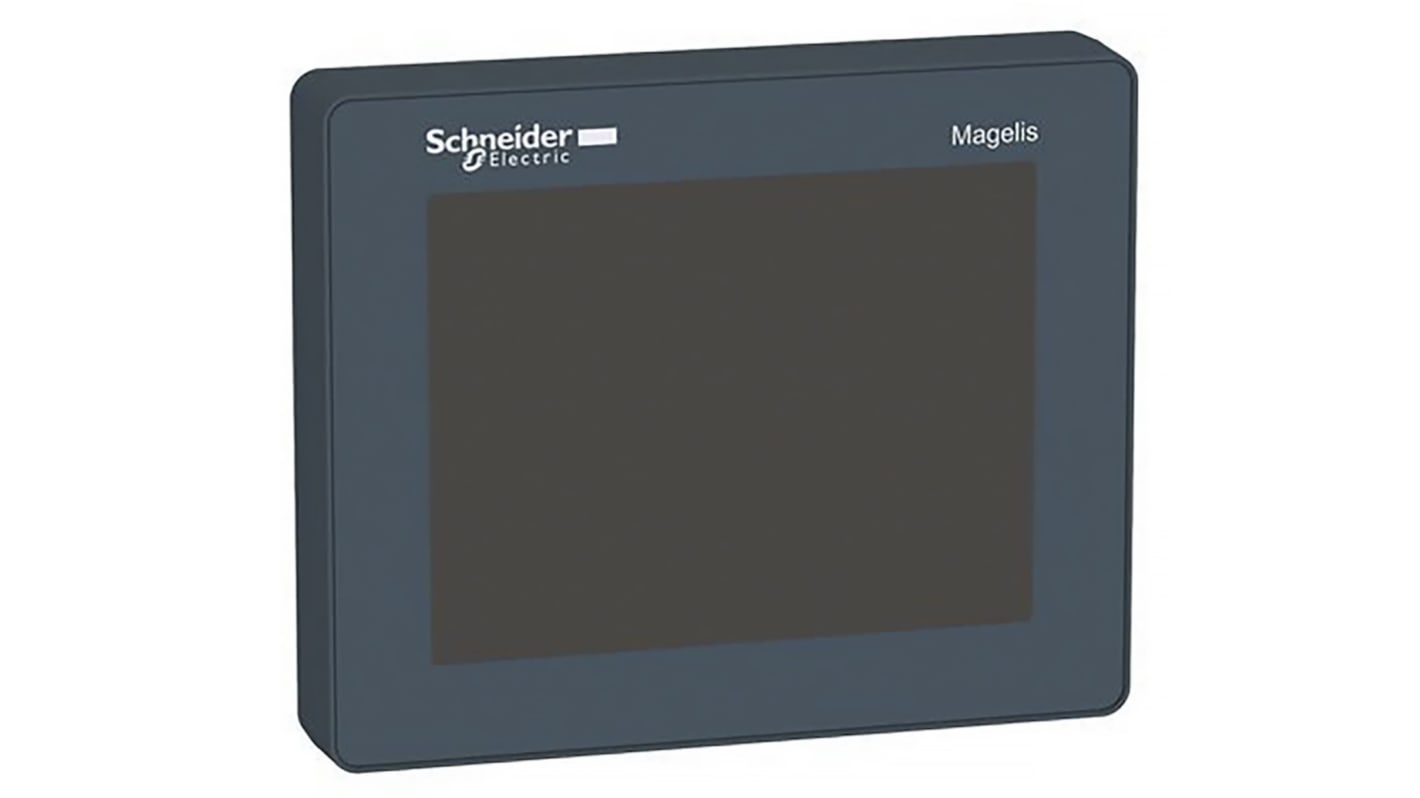 Display HMI touch screen Schneider Electric HMIS65, 3,5 pollici, risoluzione 320 x 240, design integrato, dimensioni 97,6 x 80 x 31,5 mm.
