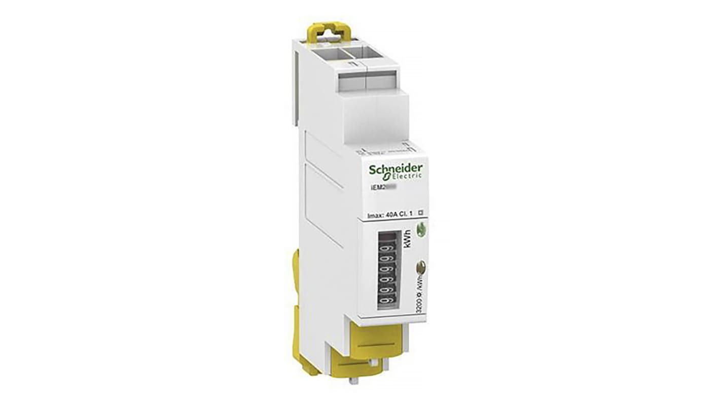 Schneider Electric A9MEM2010, contatore di energia monofase Acti 9 iEM2000, montaggio su guida DIN, misurazione fino a 40A.