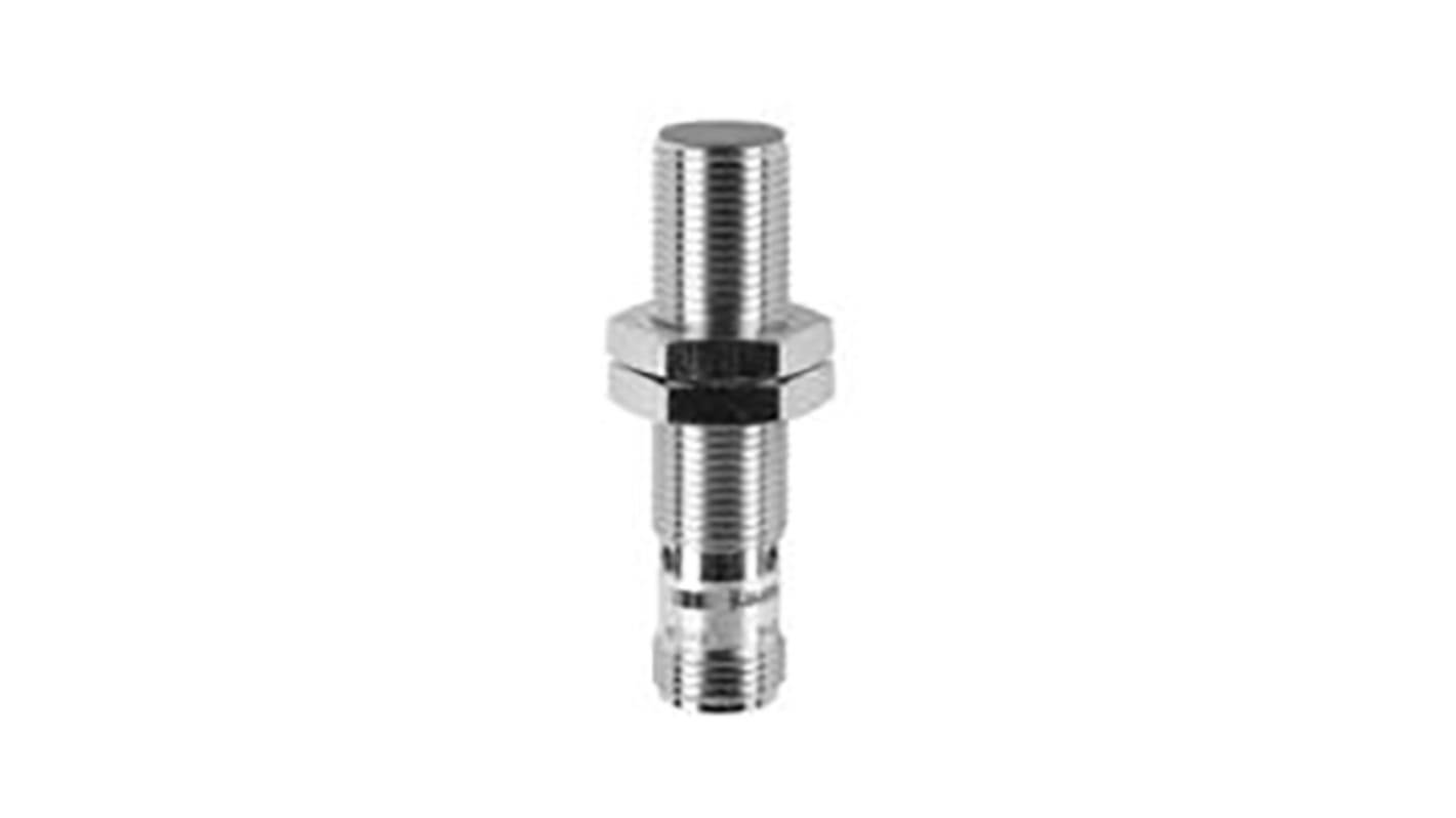 Sensore di prossimità cilindrico PNP M12 Baumer IR12.P06S-F50.PO1Z.7BO, rilevamento a 6 mm, montaggio a filo, IP67.