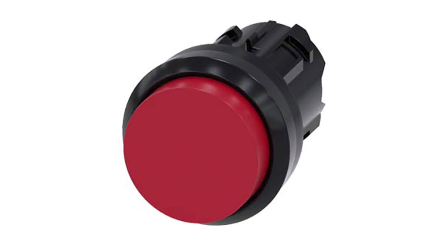 Attuatore pulsante instabile Siemens SIRIUS ACT, diametro foro 22 mm, rosso, IP69K, montaggio senza utensili.