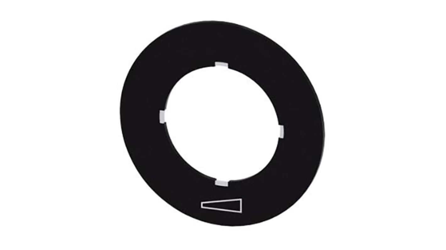 Piastra di etichettatura Siemens per potenziometro, compatibile con selettori rotanti SIRIUS ACT da 22 mm, in plastica nera.