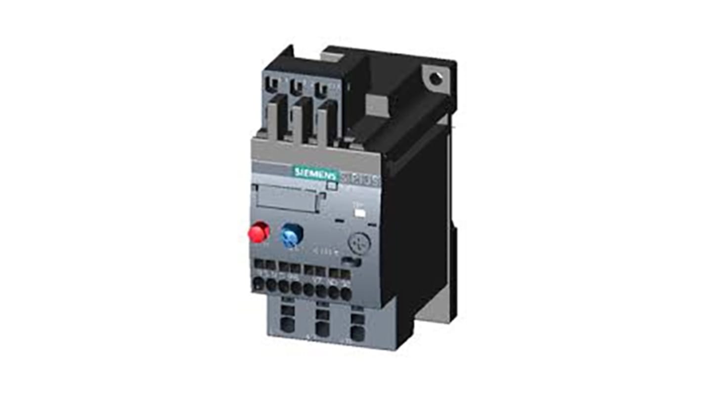 Relè di sovraccarico Siemens 3RU2116-1FC1, 1 NO + 1 NC, carico FLC 5 A, montaggio su guida DIN, dimensioni 79.5 x 45 x 101.9 mm.