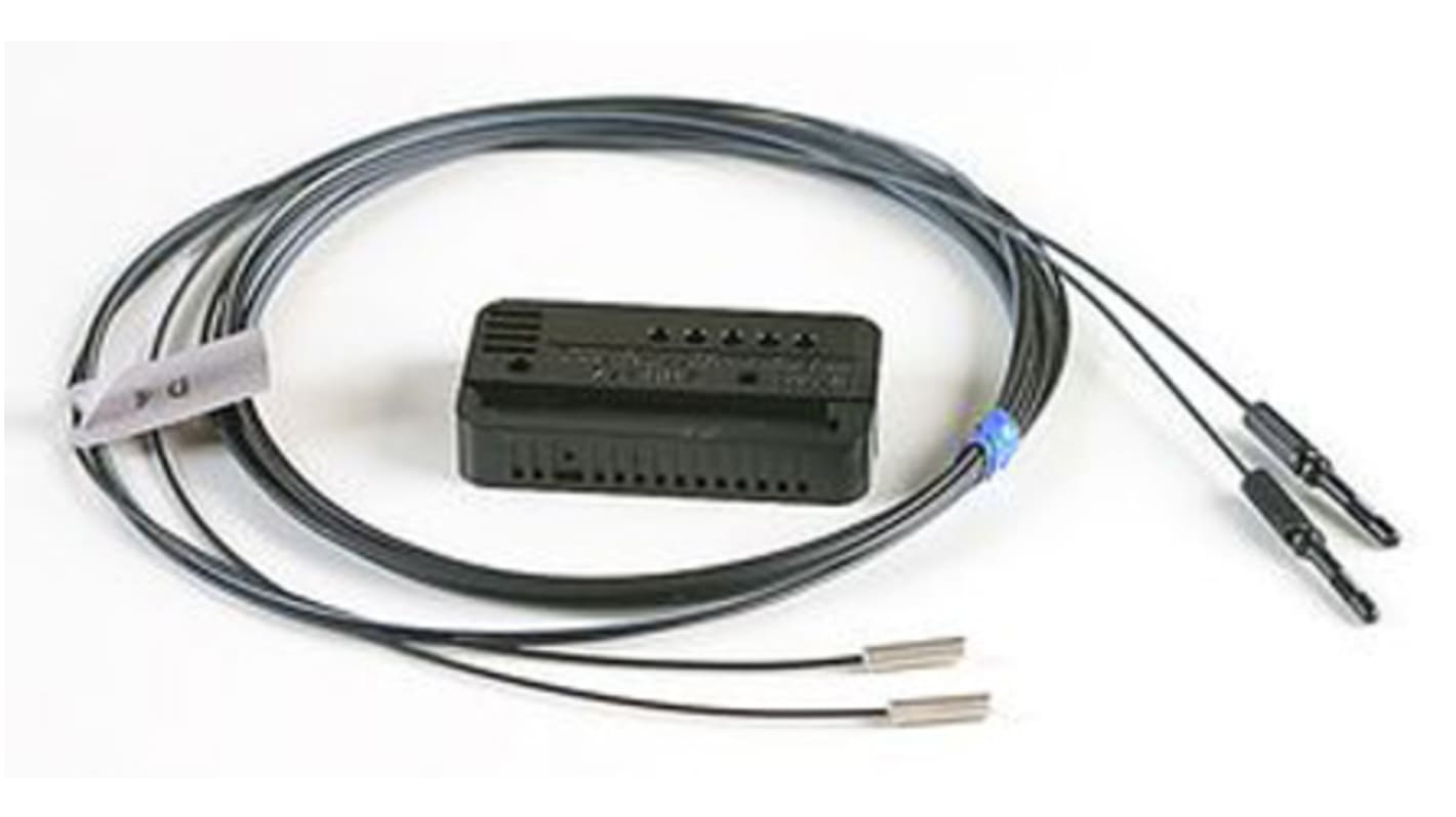 Sensore per fibre ottiche Omron E32TC200E, grado di protezione IP67, lunghezza fibra 2m, rilevamento fino a 270 mm.