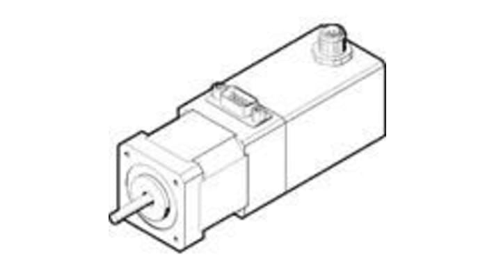 Motore passo-passo ibrido Festo EMMS-ST-42-S-SEB-G2, angolo di passo 1,8°, tensione 48 V, peso 600 g, grado di protezione IP54.