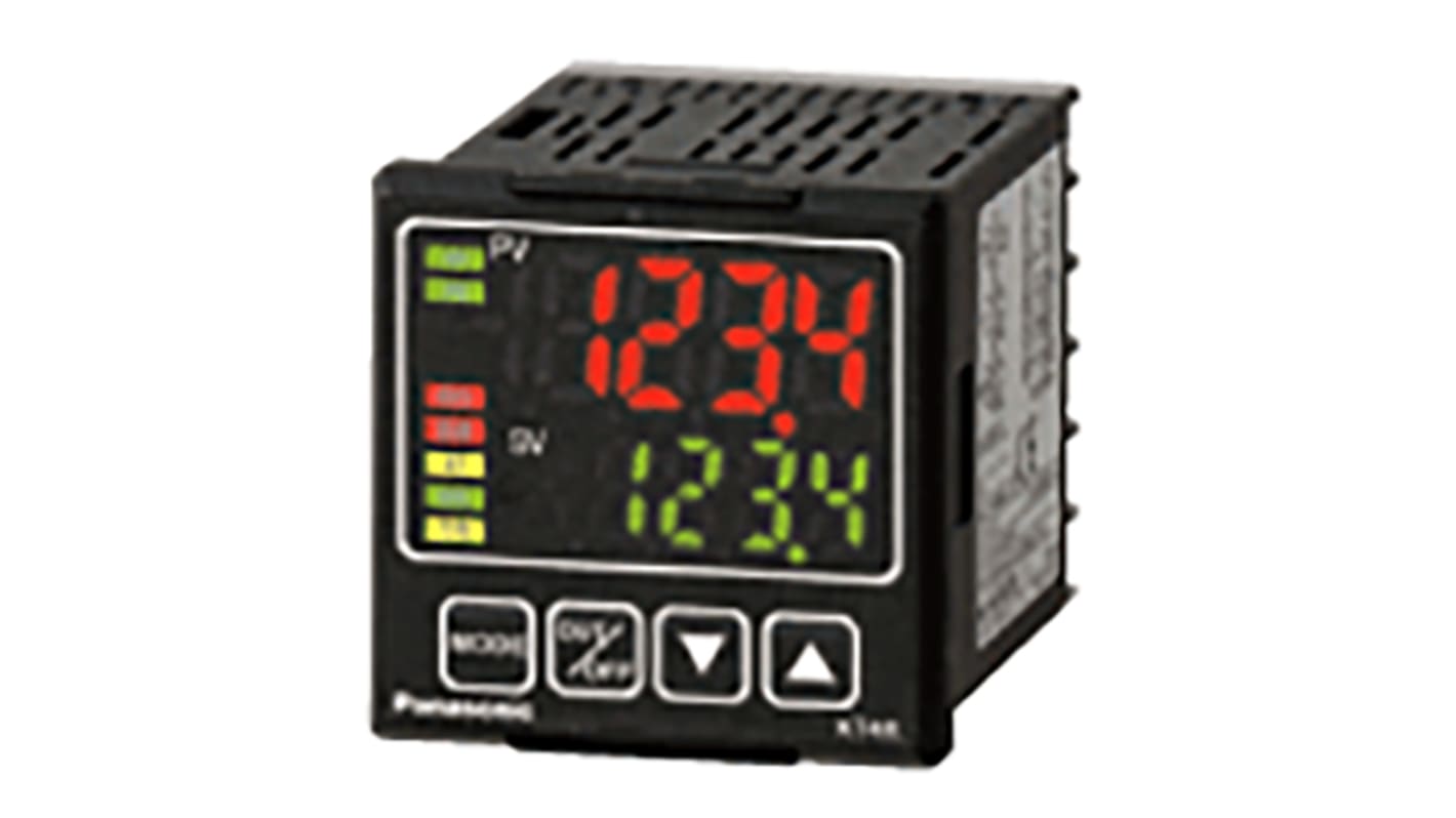 Termoregolatore PID Panasonic AKT4R111100, montaggio a pannello, 48 x 60 mm, alimentazione 24 V e 100-240 V, IP66.