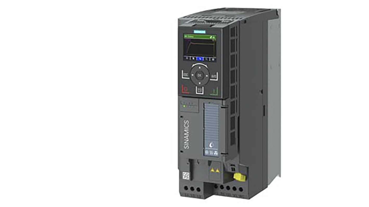 Inverter Siemens 6SL3220-1YE22-0UF0, 5,5 kW, 3 fasi, montaggio a parete, IP20, dimensioni 100x275x209 mm.