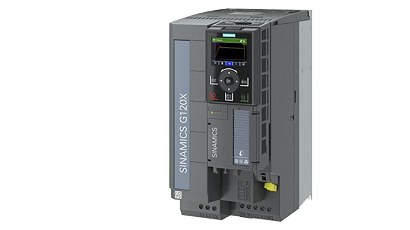 Inverter Siemens 6SL3220-2YE26-0UF0, 11 kW, 3 fasi, montaggio a parete, IP20, dimensioni 209x295x140 mm.
