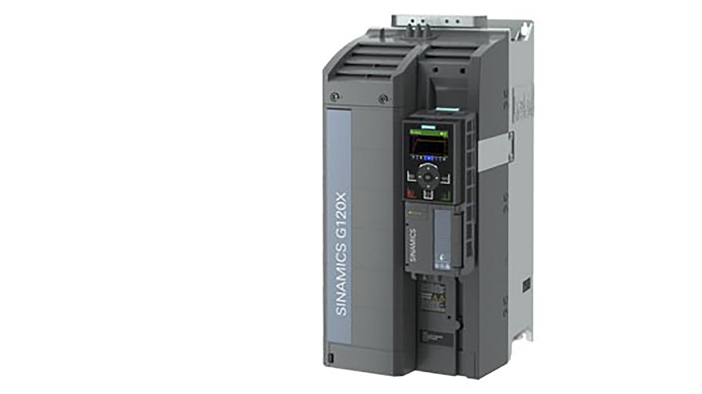 Inverter Siemens 6SL3220-2YE36-0UF0, 37 kW, 3 fasi, montaggio a parete, IP20, interfaccia Ethernet, dimensioni 200x239x472 mm.