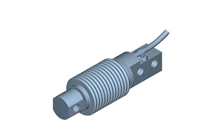 Cella di carico Siemens 7MH5106-3GD00 per compressione, carico nominale 200 kg, precisione ±0,02%, IP68, acciaio inox, Ø 39 x 120 mm.