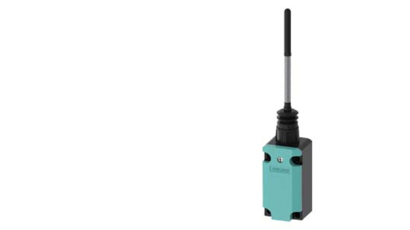Siemens 3SE5132-0CR01, pistone superiore con leva a molla, contatto SPDT 1NO/1NC, protezione IP66/IP67, lunghezza 142,5 mm.