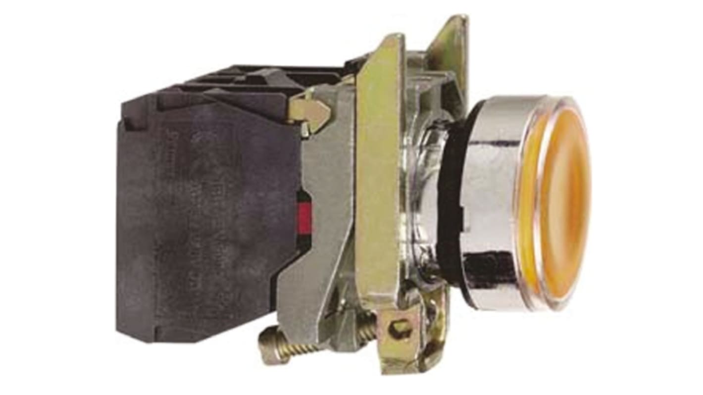 Pulsante luminoso Schneider Electric XB4BW35G5, montaggio a pannello, diametro 22 mm, colore arancione, SPDT, IP 67.