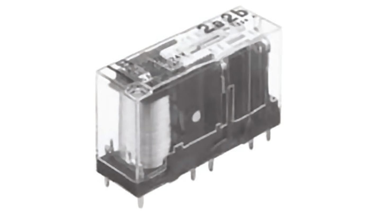 Relè Panasonic SFS3DC24V a 4 poli, montaggio su PCB, 24V cc, capacità di commutazione 6A, dimensioni 40x24x13 mm.