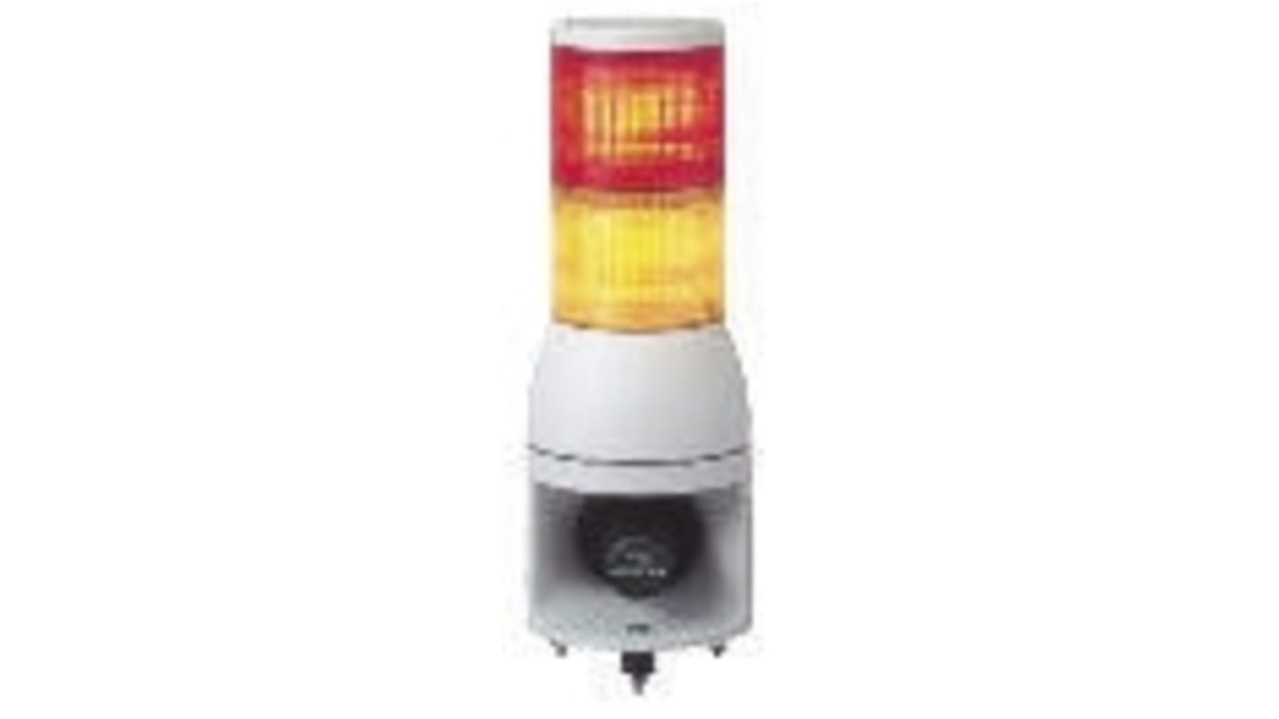 Torretta di segnalazione pre-cablata Schneider Electric XVC1B2HK LED 2 elementi Rosso/Ambra con Sirena. Ideale per macchine utensili e industria.