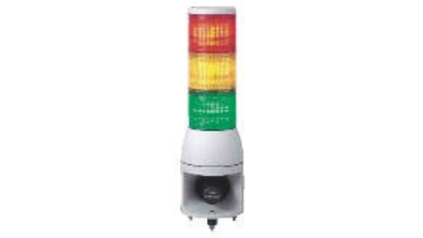 Torretta di segnalazione LED Schneider Electric XVC1B3SK, 3 elementi, cicalino, montaggio superficiale, 372 mm di altezza.