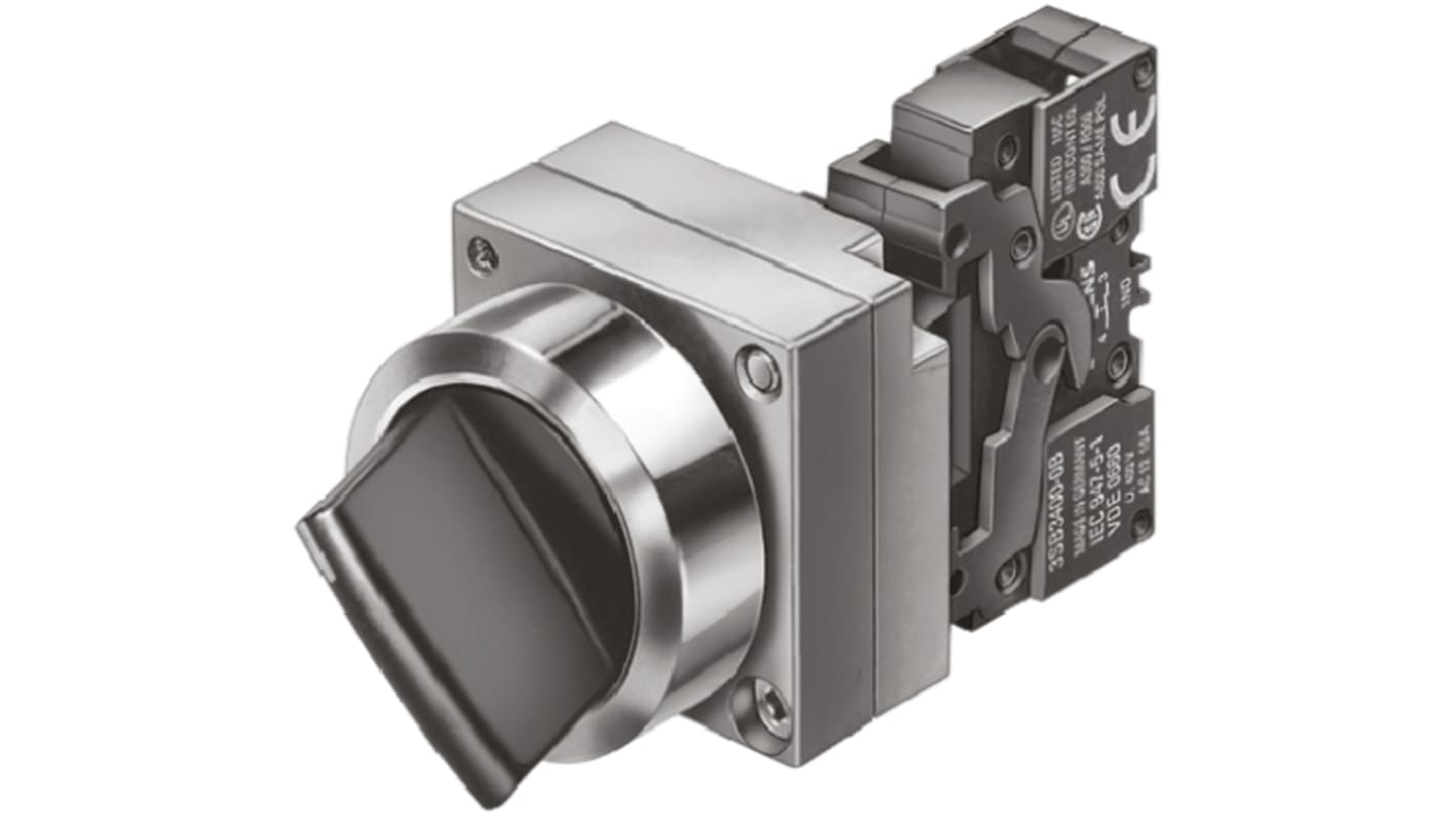 Interruttore rotativo Siemens 3SB3608-2TA11 a tre posizioni, tensione 400V, attuatore momentaneo, terminale a vite.