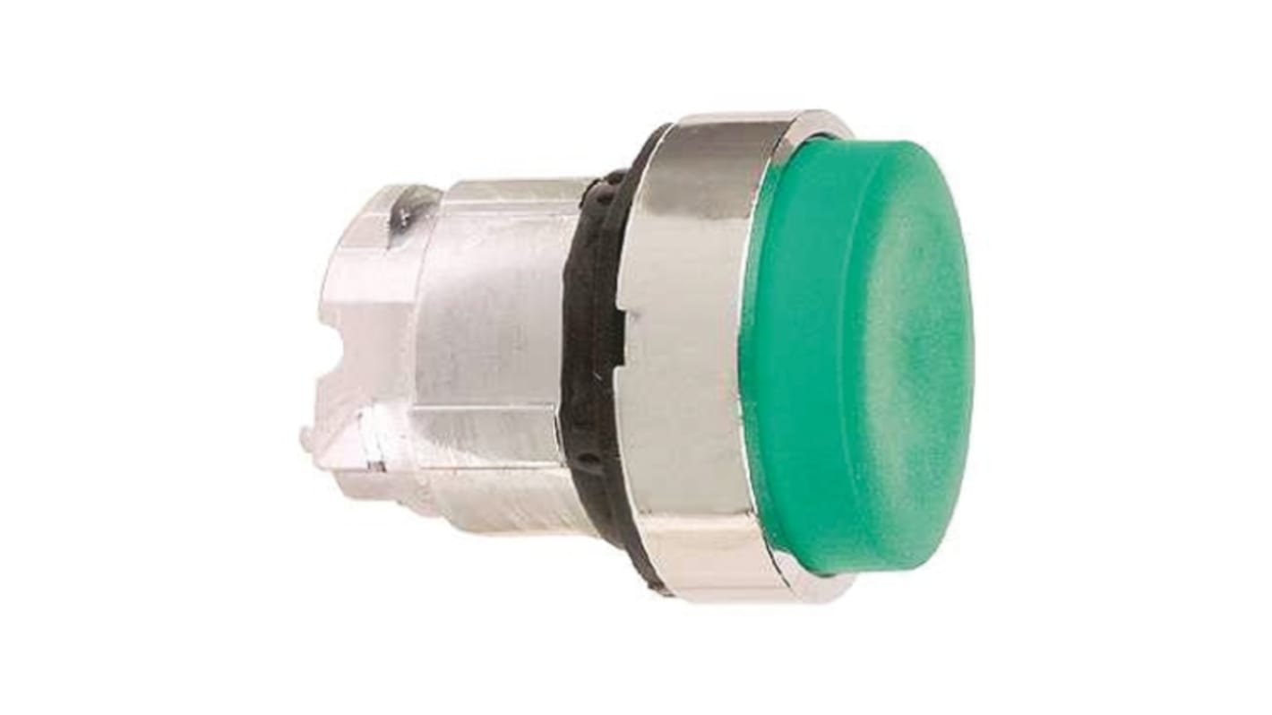 Attuatore pulsante mantenuto verde ZB4BH3 di Schneider Electric, diametro 22mm, protezione IP66/IP67/IP69K, temperatura -40/+70 gradi.