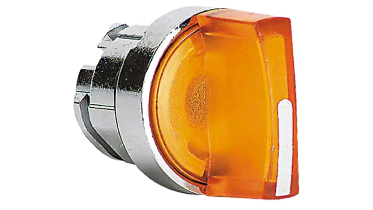 Testa selettore Schneider Electric ZB4BK1453 con LED luminoso, maniglia standard e ritorno a molla. Ideale per applicazioni industriali.