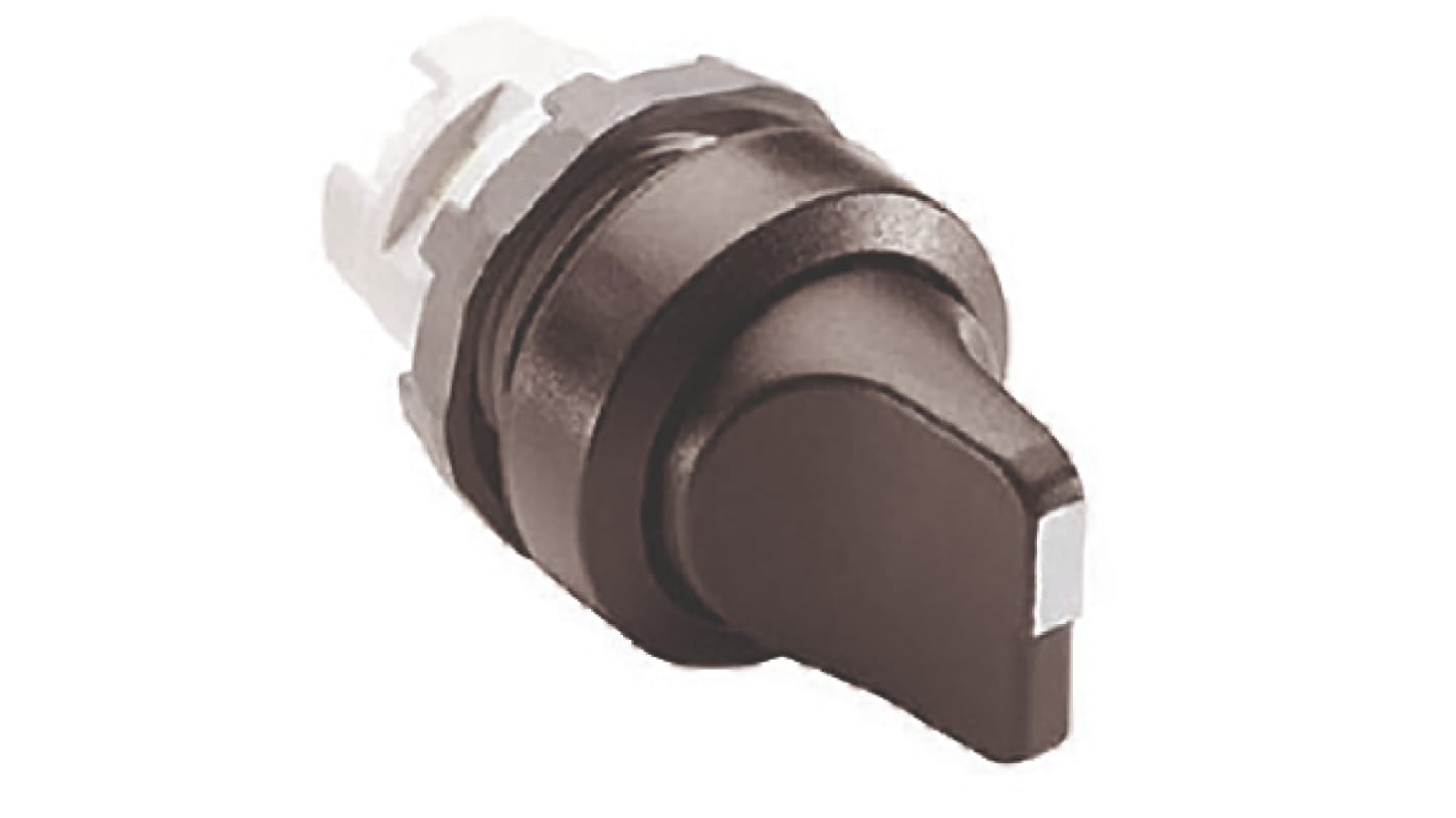 Selettore modulare ABB M3SS2-10B, 3 posizioni, diametro foro 22 mm, attivazione a molla, impugnatura nera.