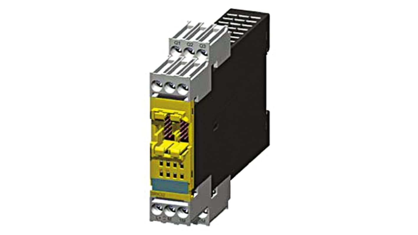 Modulo d'uscita SIRIUS 3RK3 di Siemens, codice 3RK3242-1AA10, 4 uscite, montaggio su guida DIN, dimensioni 111 x 22,5 x 124 mm.