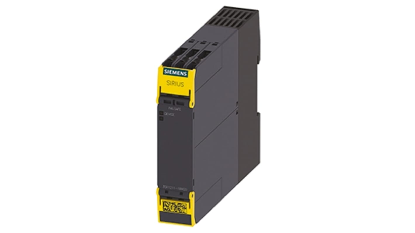 Modulo d'uscita Siemens 3SK1211-1BW20 SIRIUS, 6 uscite, alimentazione 110-240 V, dimensioni 100 x 22,5 x 121,7 mm.