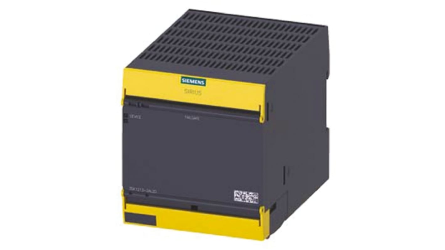 Modulo d'uscita Siemens 3SK1213-2AL20 SIRIUS, 5 uscite, alimentazione 230 V, dimensioni 100 x 90 x 121,7 mm, montaggio su guida DIN.