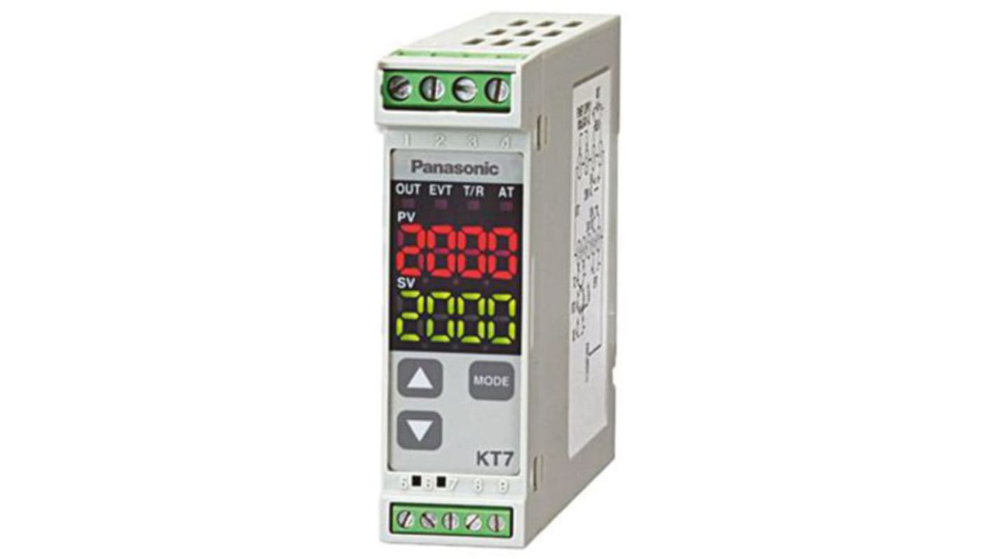 Termoregolatore PID Panasonic AKT7111100J, dimensioni 22.5 x 75 x 100 mm, protezione IP66, installazione verticale.