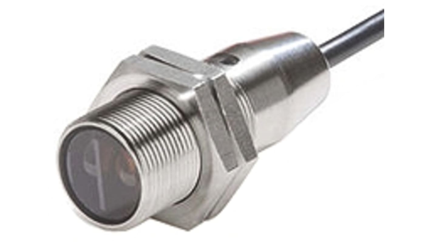 Sensore fotoelettrico cilindrico Omron E3FCDP122M, rilevamento 300 mm, uscita PNP, grado di protezione IP67/IP68/IP69K.